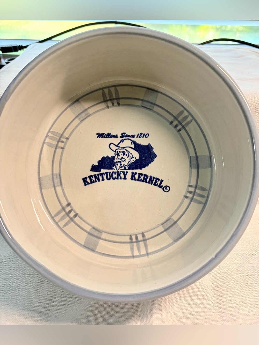 Kentucky Kernel Blue and Cream Ceramic Serving Bowl